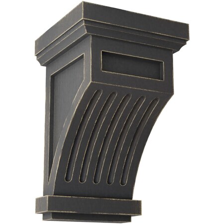 Ekena Millwork 4 1/4"W x 4 1/4"D x 7"H Fluted Wood Vintage Decor Corbel, Black CORWD04X04X07FLBL